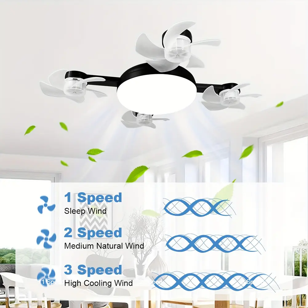 2 In 1 Hanging Fan with LED Lantern Remote Control Universal Dimming Drone Fan E27 E26 Silent Ceiling Drone Fan for Home Outdoor