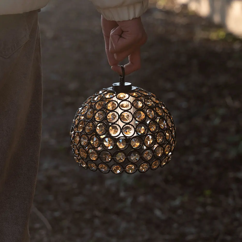 Crystal Lampshade Metal Round Hollow Lampshade Atmosphere Lampshade Outdoor Camping Lantern Shade for Goal Zero Lantern