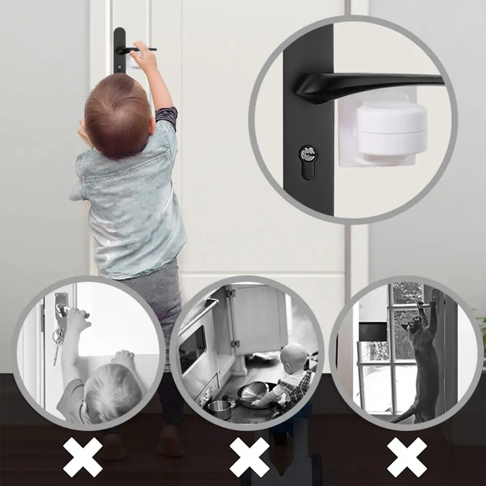 Home Universal ABS Protection Device for ren Safety ABS Anti-open Handle Locks Door Lever Lock   Safety Doors Lock