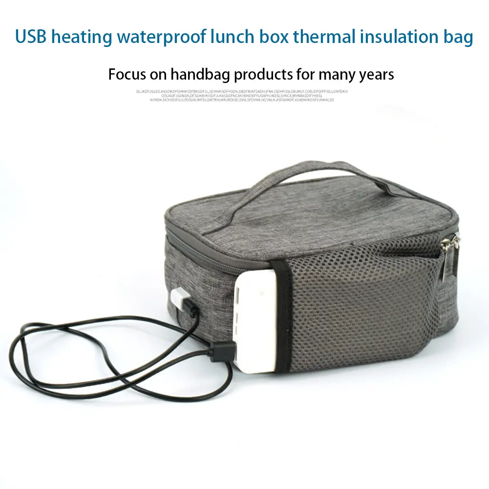 USB Electric Heating Bag Waterproof 12V Car Camping Electric Lunch Box Food Warmer Heater Container Thermal Bag No Power Bank
