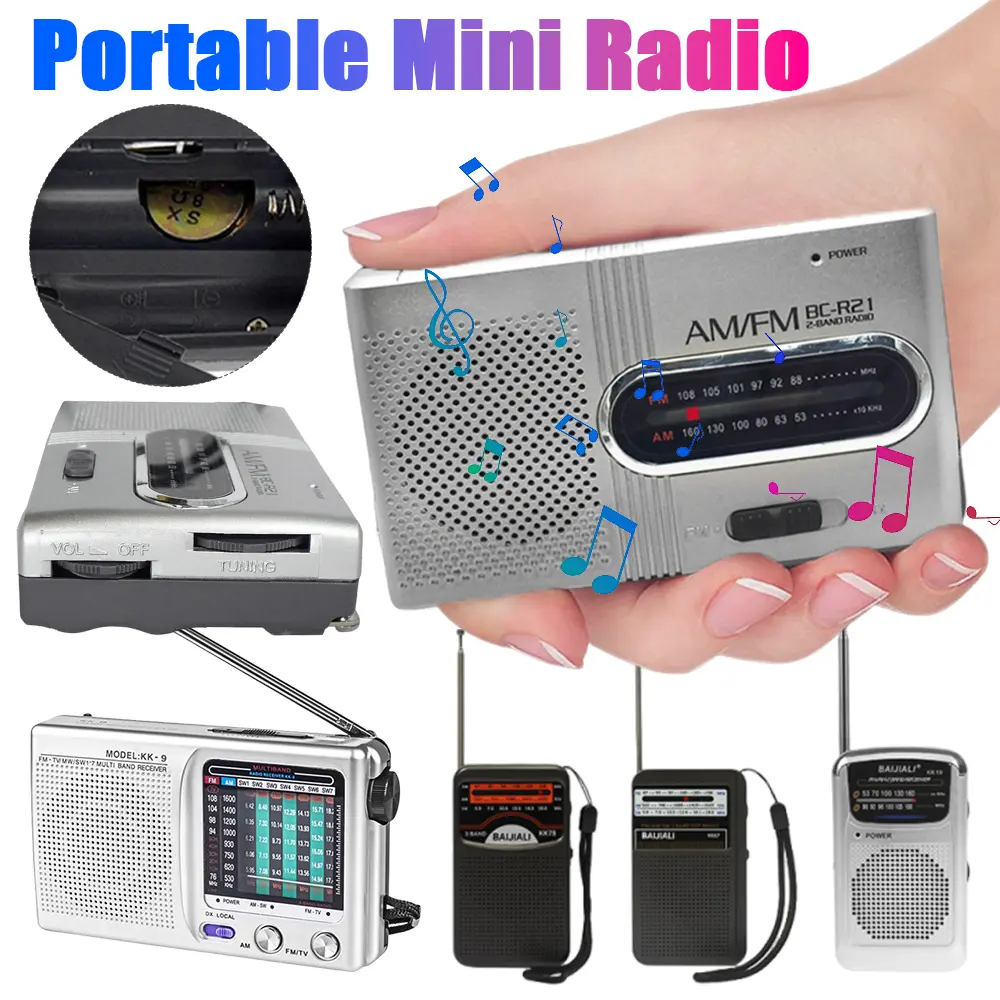 Outdoor Radio Built-in Speaker Stereo Radio LCD Display Pocket Pointer Radio Telescopic Antenna for Indoor Outdoor Emergency Use