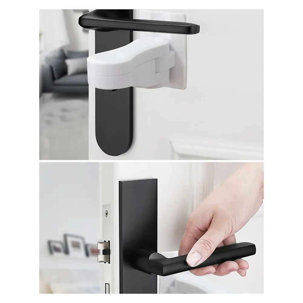 Home Universal ABS Protection Device for ren Safety ABS Anti-open Handle Locks Door Lever Lock   Safety Doors Lock