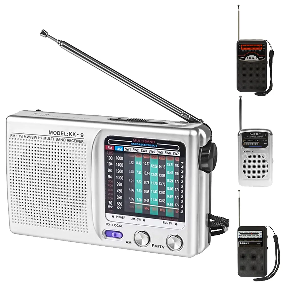 Outdoor Radio Built-in Speaker Stereo Radio LCD Display Pocket Pointer Radio Telescopic Antenna for Indoor Outdoor Emergency Use