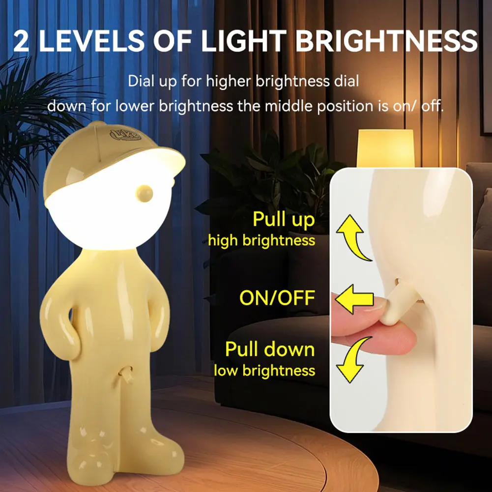 Shy Man Desk Lamp Funny Anniversary Gag Gifts Bedside Night Light Novelty Plug-in Table Lamp for Home Living Room Office Shelf
