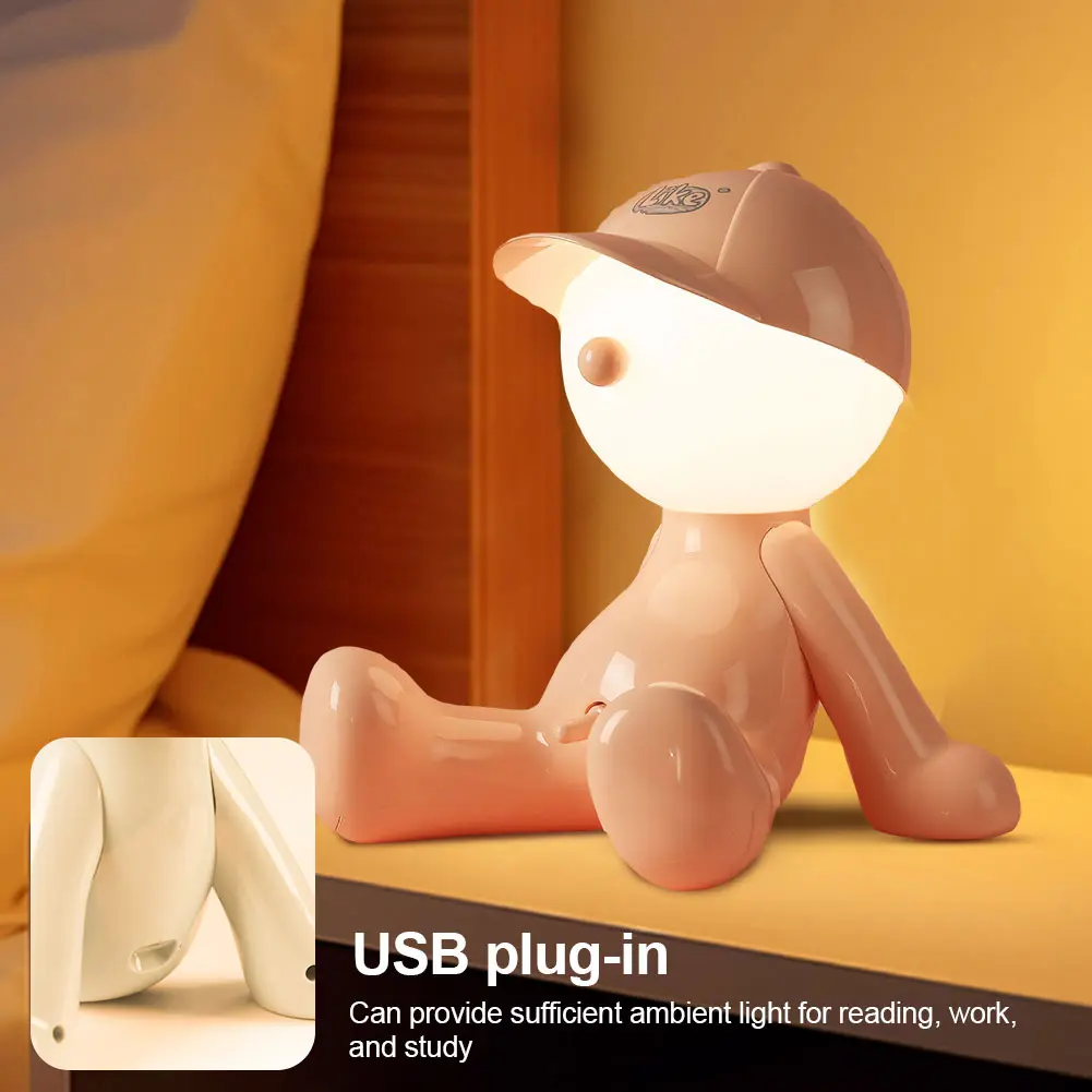 Shy Man Desk Lamp Funny Anniversary Gag Gifts Bedside Night Light Novelty Plug-in Table Lamp for Home Living Room Office Shelf