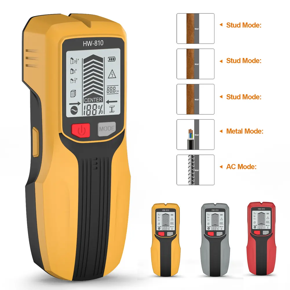 6 in 1 Smart Stud Finder Wall Scanner High Accuracy Electric Wall Scanner Sensor for Wood Magnetic Metal AC Wire Finding