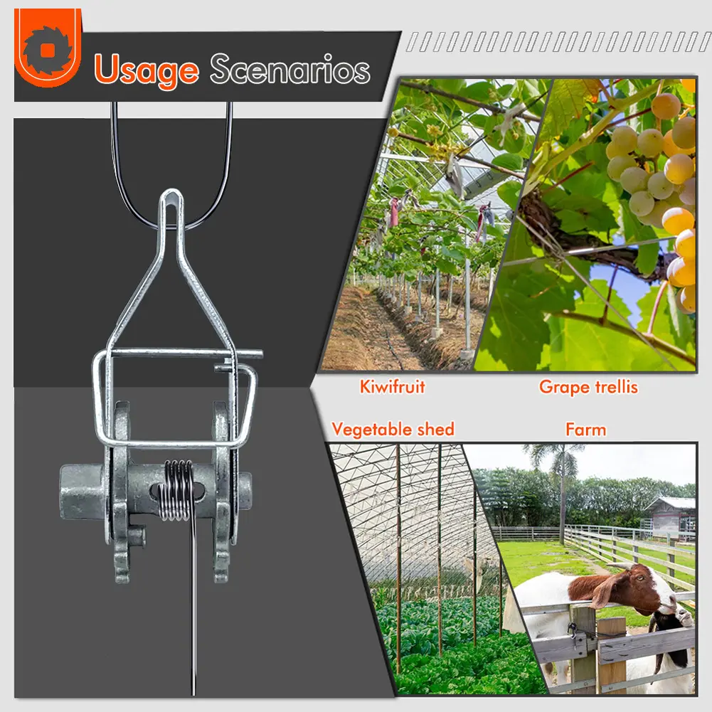 Heavy Duty Inline Wire Tensioner with Compression Clip Wire Fence Tensioner for Farm Electric Fence Garden Orchard Fence
