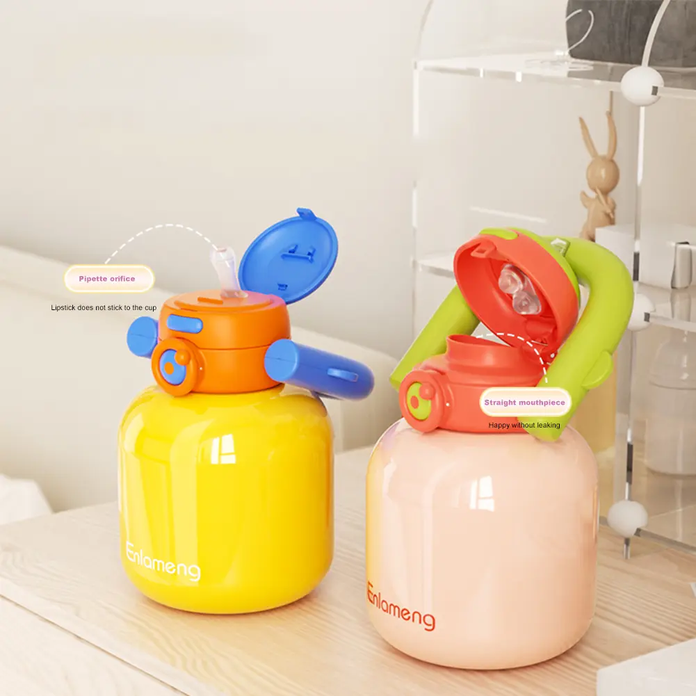 1000ml Double Thermal Mug with Straw & Handle Vacuum Insulated Flask Double-Layer Insulated Cup for Cold Hot Beverages