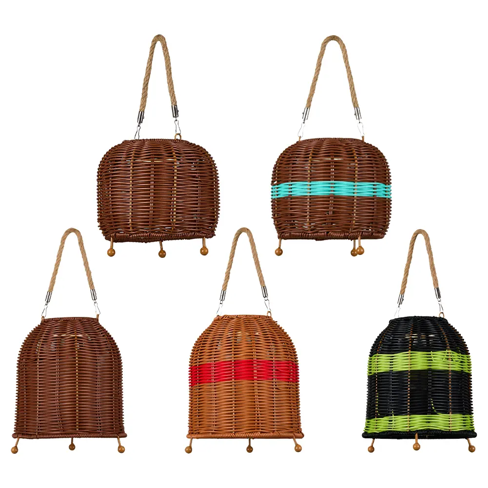 Rattan Solar Light Decorative Outdoor Hanging Lamp IP65 Waterproof Outdoor Desk Light for Garden Patio Yard