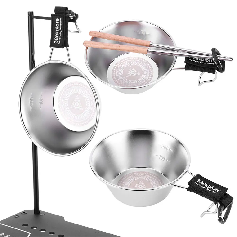 280ml Outdoor Sierra Bowl 304 Stainless Steel Portable Camp Bowl Non-Stick Barbecue Sierra Bowl for Hiking Camping
