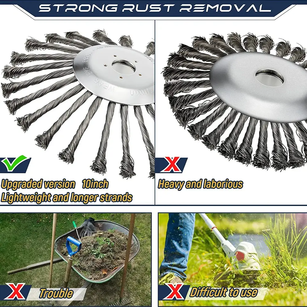 6/8/10 Inc Steel Grasss Trimmer Head Brushcutter Wire Debroussailleuse Weed Brush Blade for Garden Lawnmover Power Tool