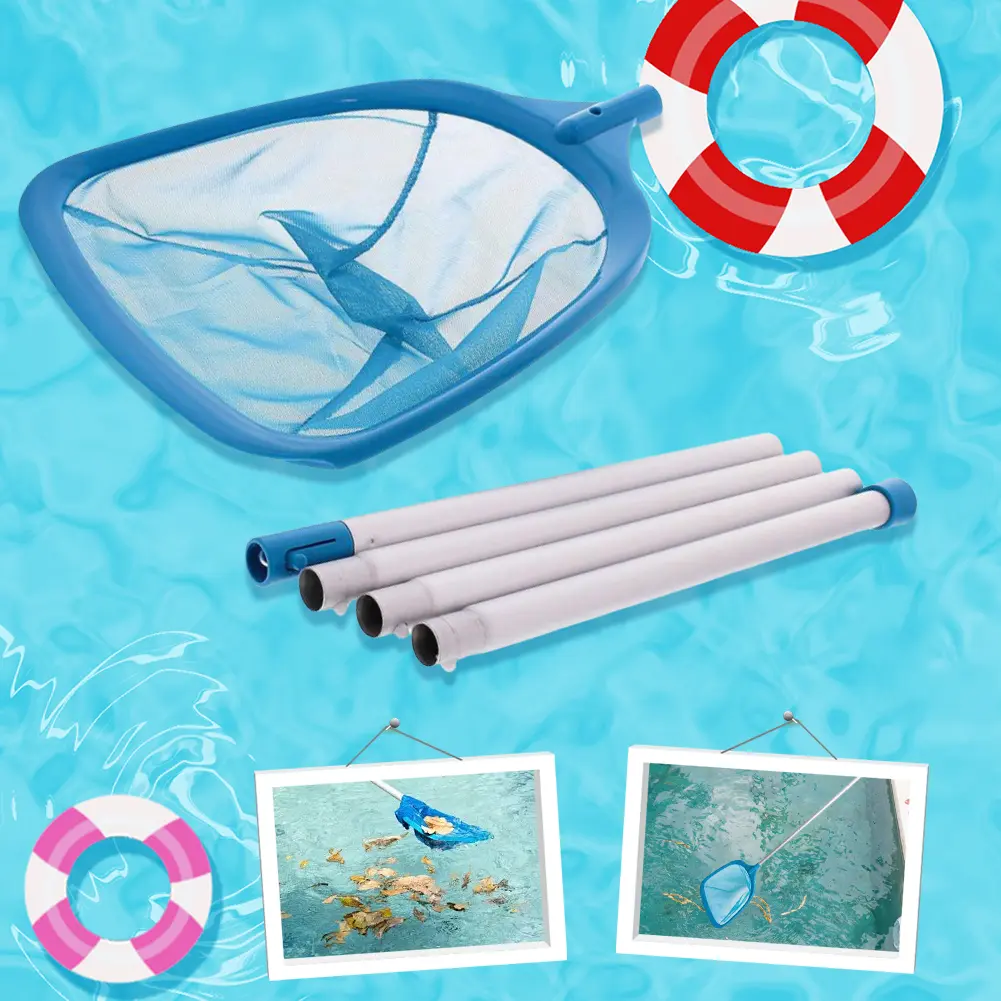 Swimming Pool Skimmer Net with Metal Pole Ultra Fine Mesh Netting Bag Basket Pool Leaf Skimmer Pool Cleaner Pool Accessories