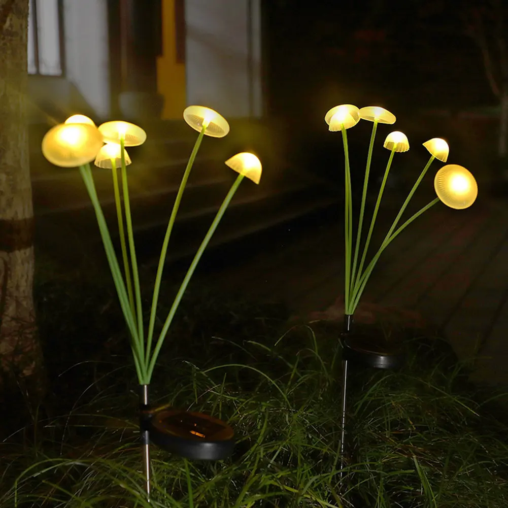 2Pcs LED Jellyfish Stake Light Auto On/Off Mushroom Garden Stake Light Waterproof Decorative Landscape Light for Yard Patio Lawn