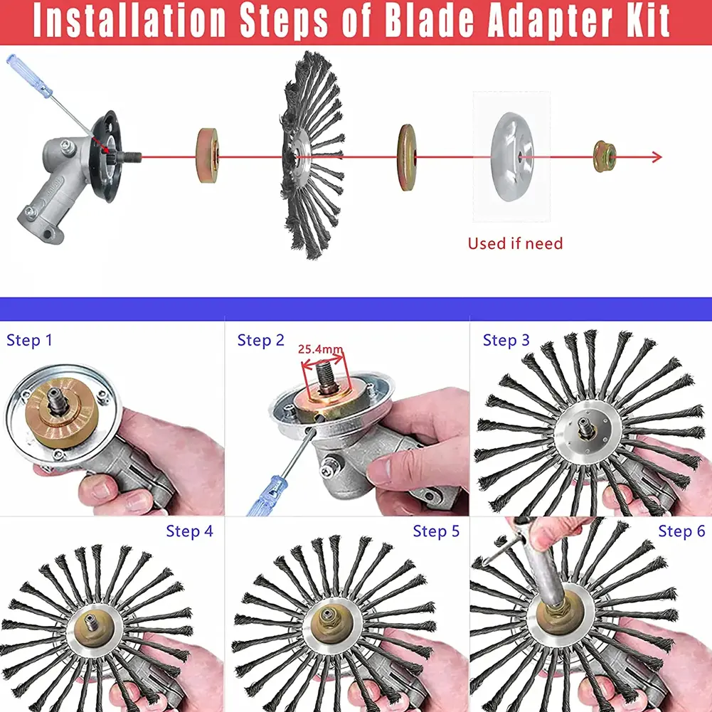 6/8/10 Inc Steel Grasss Trimmer Head Brushcutter Wire Debroussailleuse Weed Brush Blade for Garden Lawnmover Power Tool