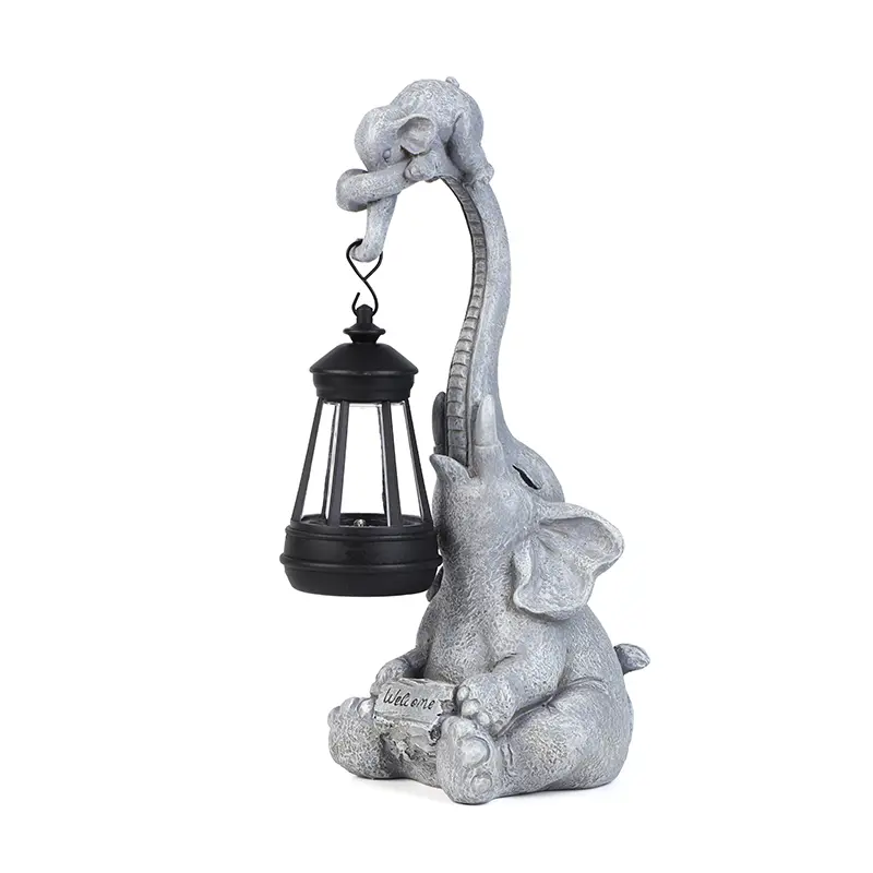 Solar Elephant Garden Statue with Solar Lantern for Yard Patio Lawn Outdoor Garden Decor Unique Gifts for Women Mom Grandma