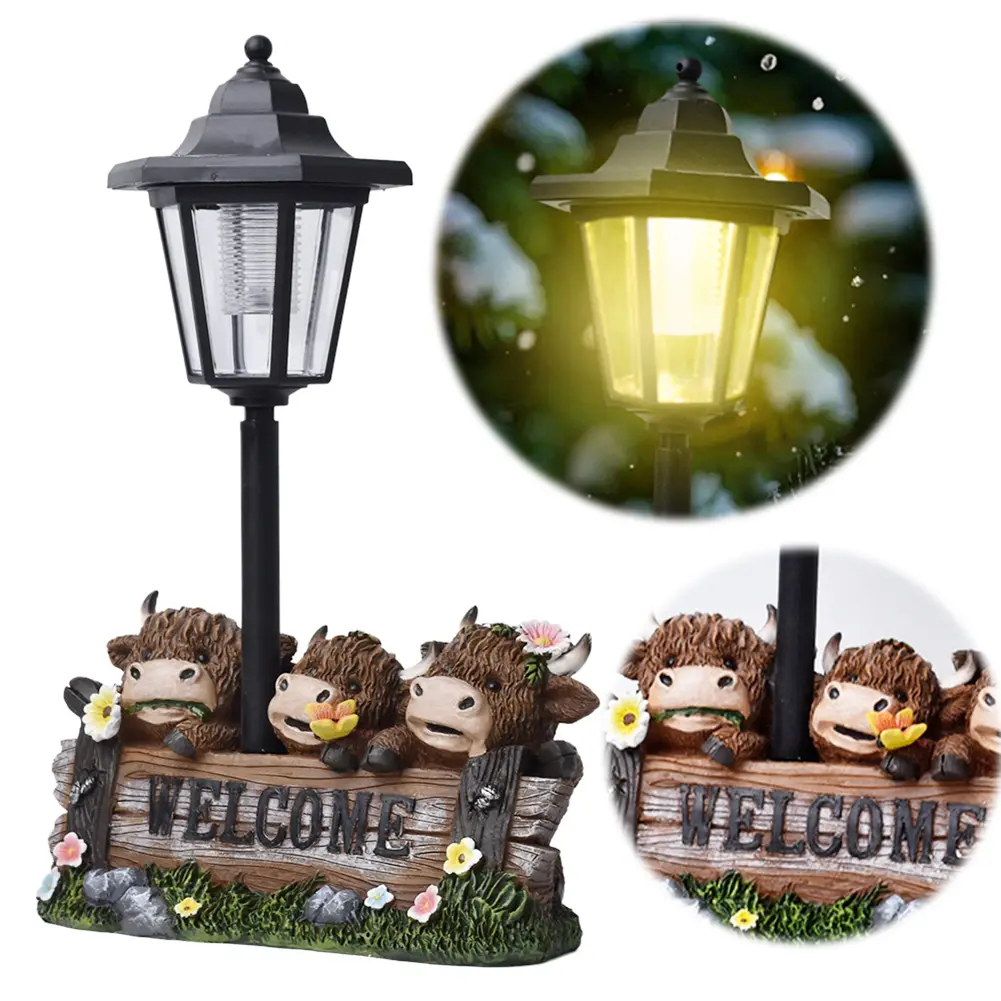 Highland Cow Figurine Solar Lights Solar Lamp for Yard Patio Lawn Outdoor Garden Decor Unique Gifts for Women Mom Grandma