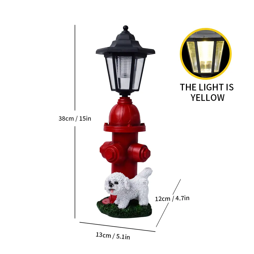 Fire Hydrant and Dog Outdoor Statues Solar Lantern for Yard Patio Lawn Outdoor Garden Decor Unique Gifts for Women Mom Grandma