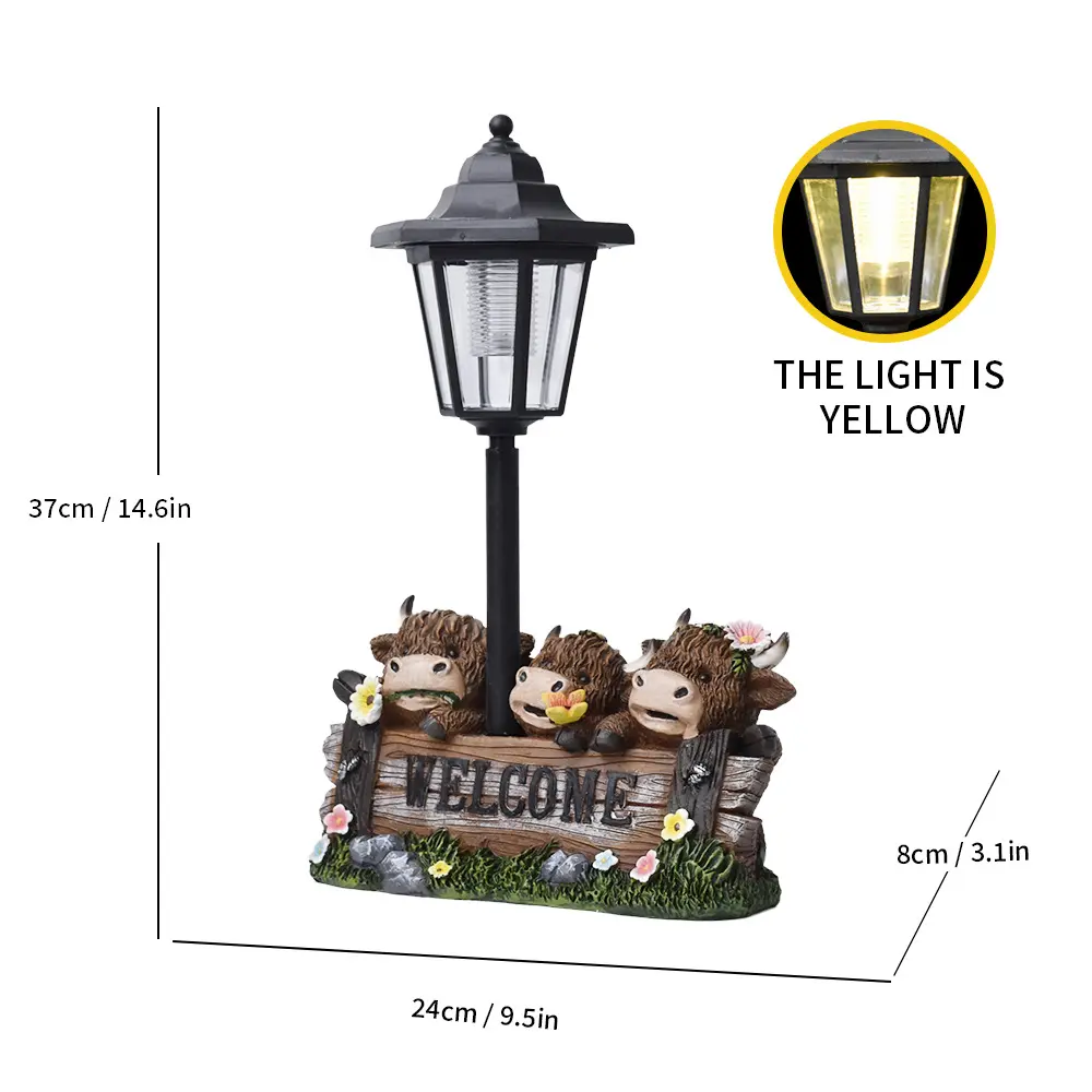 Highland Cow Figurine Solar Lights Solar Lamp for Yard Patio Lawn Outdoor Garden Decor Unique Gifts for Women Mom Grandma
