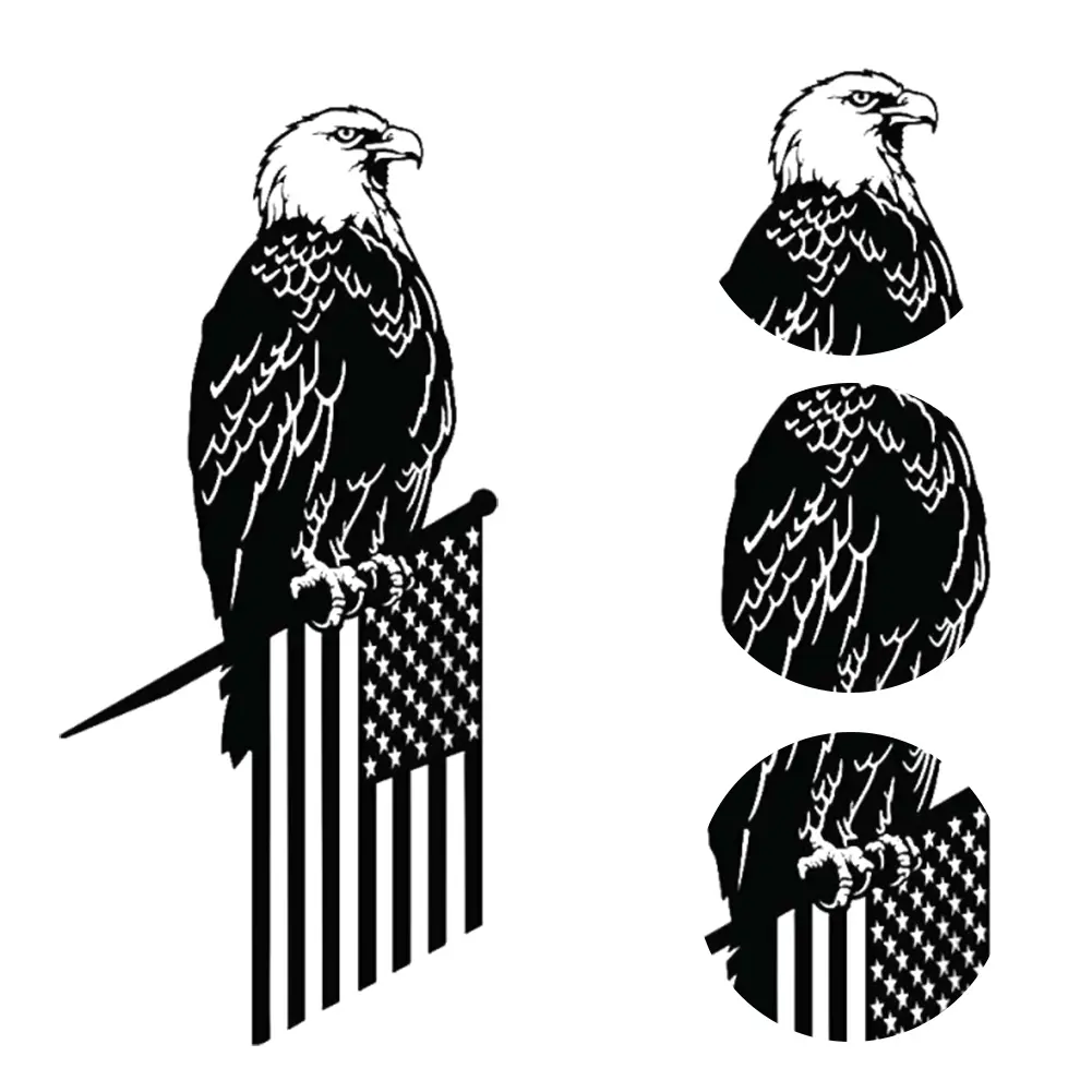 Metal Eagle Flag Tree Stake Decorative Eagle Silhouette Sign Cutout Eagle Decor Bald Eagle Garden Stake for Wall Decor