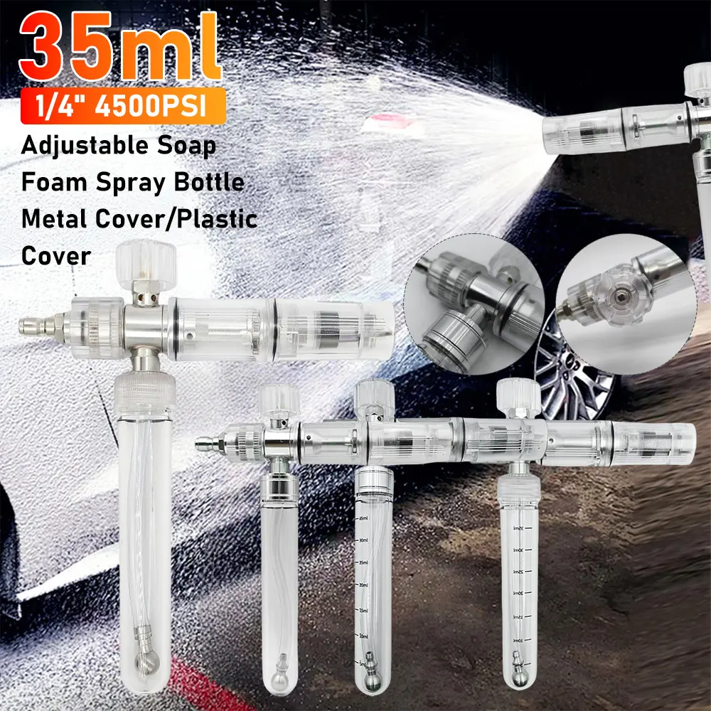 35ml Soap Foam Spray Bottle with 1/4 Inch Quick Connector Pressure Washer Gun Adjustable Foam Spray Pot for Car Washing