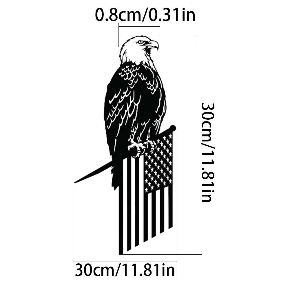 Metal Eagle Flag Tree Stake Decorative Eagle Silhouette Sign Cutout Eagle Decor Bald Eagle Garden Stake for Wall Decor