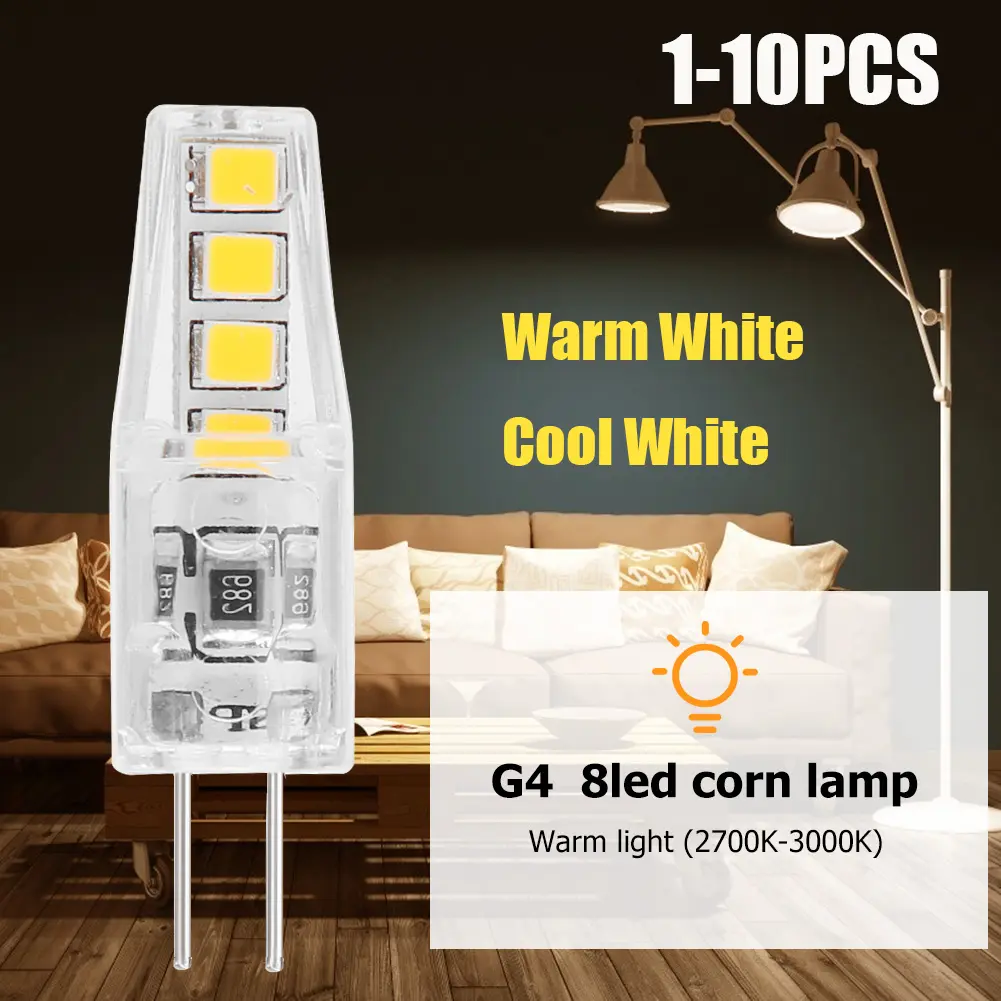 1-10pcs LED G4 8 LED 2W Light Bulb AC/DC 220V LED Lamp COB Spotlight Chandelier Lighting Replace Halogen Lamps