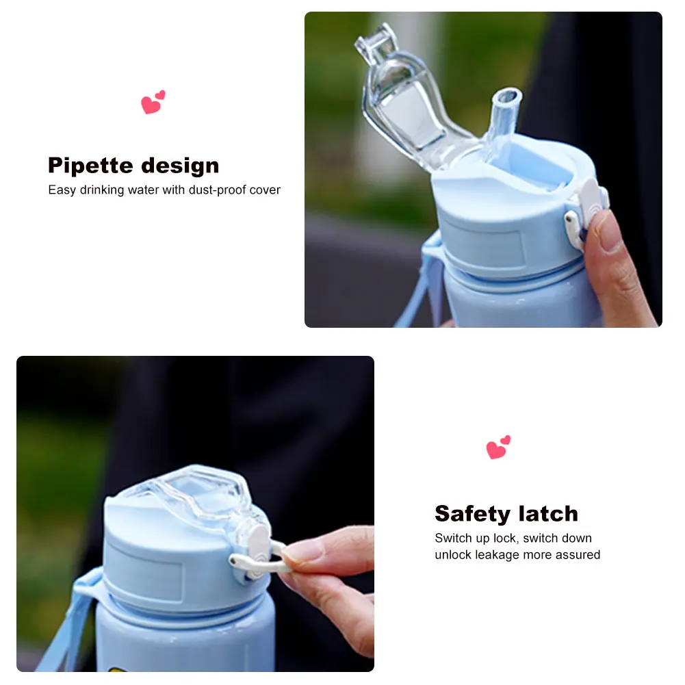 700ml Leak-Proof Water Bottle Capybara Cartoon Straw Cups Large-capacity Water Cups with Carry Strap Portable Bottle for Sports
