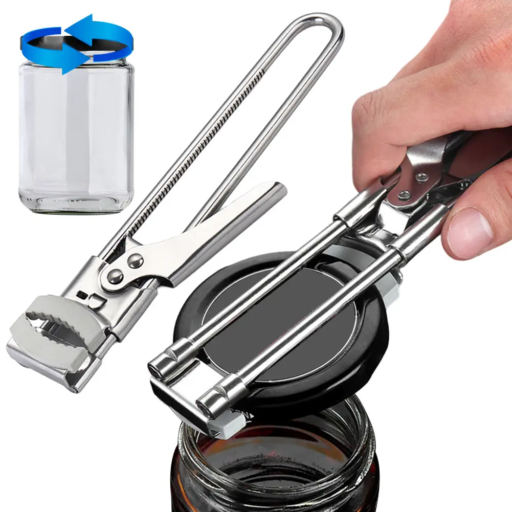 Adjustable Jar Opener Non-slip Bottle Lid Opener Ergonomic Multifunctional Bottle Opener Long Handle for Seniors Weak Hands
