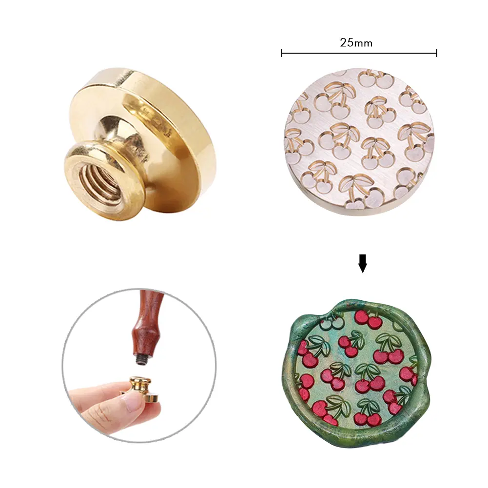 25mm Enamel Copper Head 3D Relief Candy Series Sealing Wax Copper Head Classic Vintage Invitation Envelope for Gift Scrapbooking