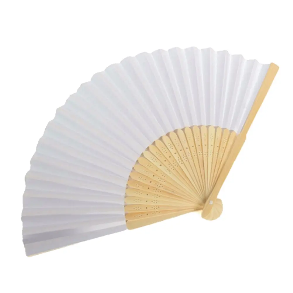 50PCS-1 DIY Paper Bamboo Folding Fan Adults Children's Calligraphy Painting Practice Blank White Folding Fan Wedding Gifts