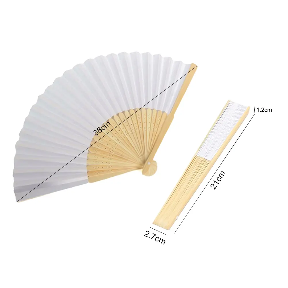 50PCS-1 DIY Paper Bamboo Folding Fan Adults Children's Calligraphy Painting Practice Blank White Folding Fan Wedding Gifts