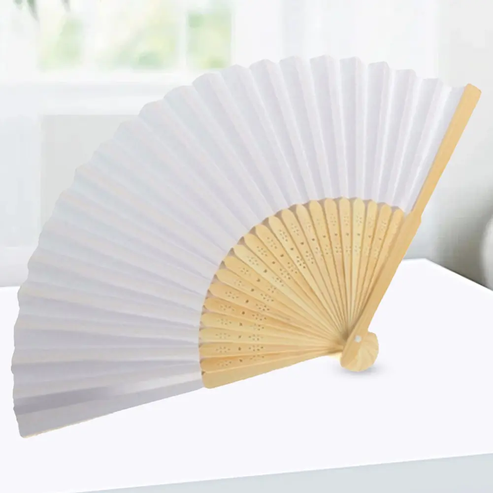 50PCS-1 DIY Paper Bamboo Folding Fan Adults Children's Calligraphy Painting Practice Blank White Folding Fan Wedding Gifts