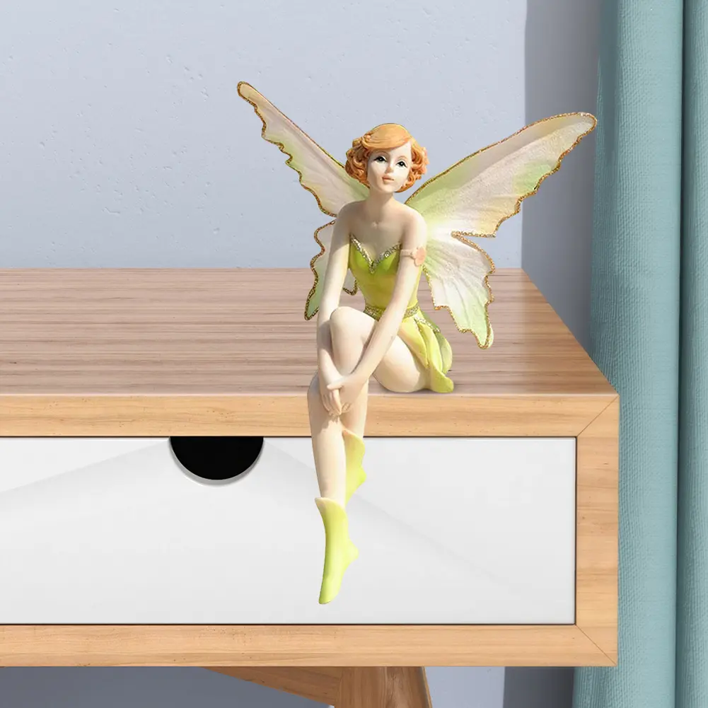 Flower Fairy Figurine Flower Fairy Adornment Exquisite Resin Angel Figurine Decorative Flower Girl Decoration for Tabletop Decor