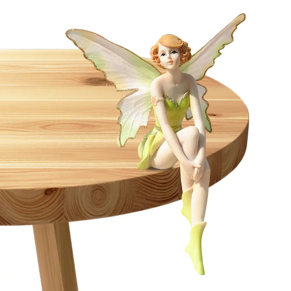Flower Fairy Figurine Flower Fairy Adornment Exquisite Resin Angel Figurine Decorative Flower Girl Decoration for Tabletop Decor