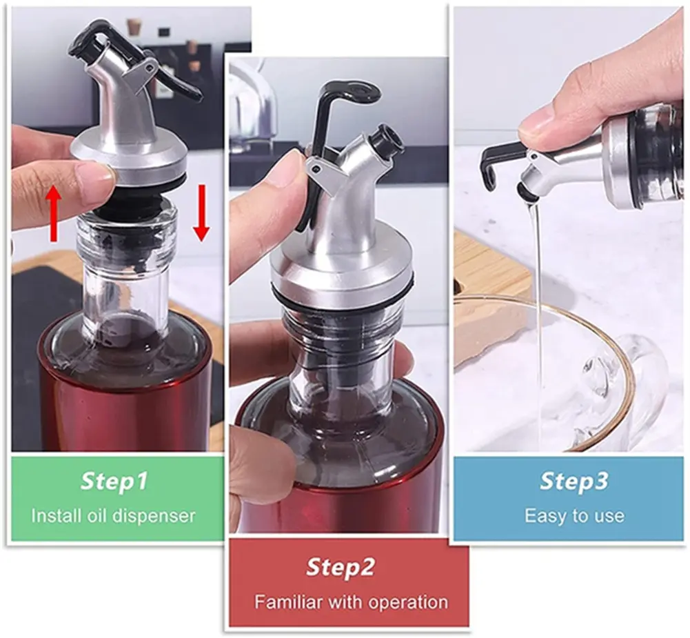 1-10pcs Oil Bottle Stopper Lock Plug Seal Leak-proof Food Grade Rubber Nozzle Sprayer Liquor Dispenser Wine Pourer Kitchen Tool