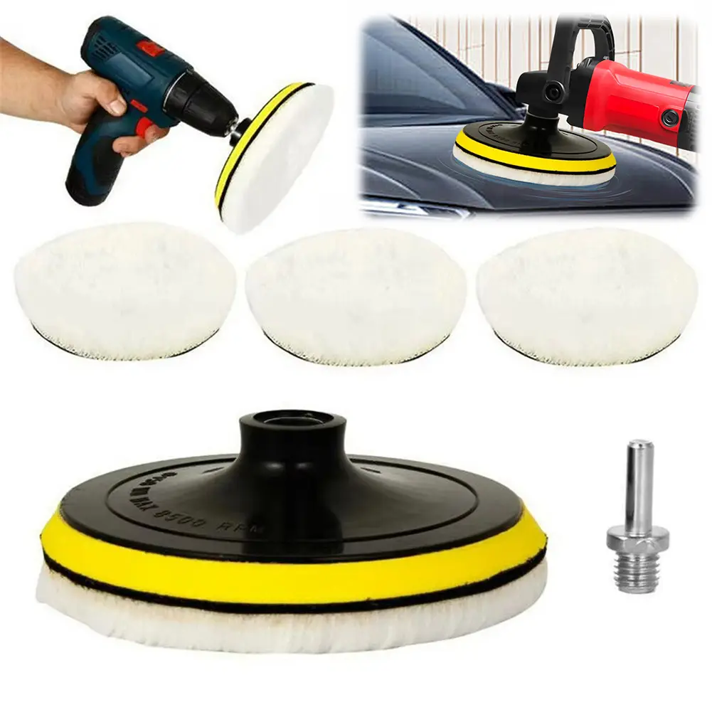 5/7Pcs Wool Polishing Disc Waxing Buffing Polishing Pad 4 Inch 7inch Car Paint Care Polisher Machine Pads Auto Beauty Accessory