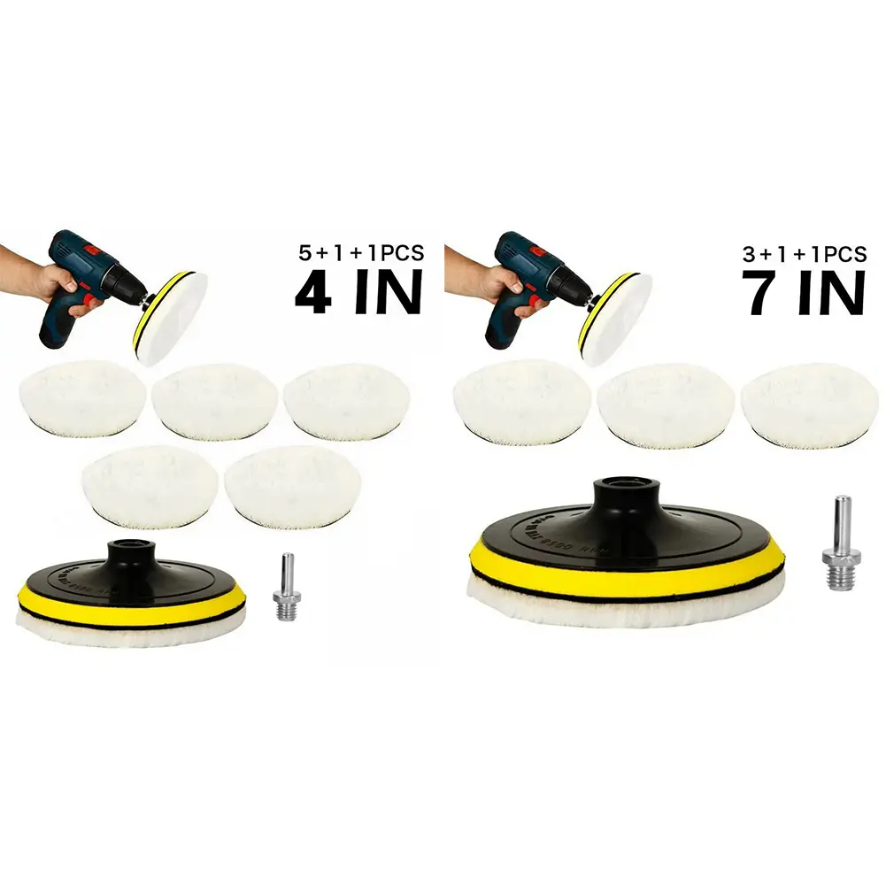 5/7Pcs Wool Polishing Disc Waxing Buffing Polishing Pad 4 Inch 7inch Car Paint Care Polisher Machine Pads Auto Beauty Accessory