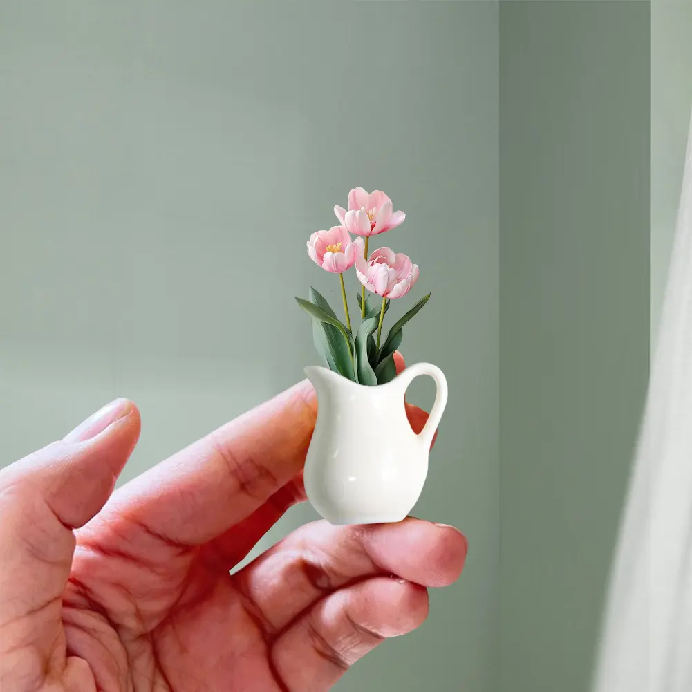24 Style Mini Ceramics Vase Fridge Magnet DIY 3D Vase Creative Message Magnets Sticker for Air Conditioners Fridge Decorations
