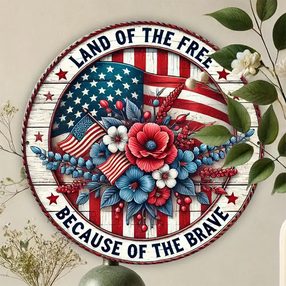 4th of July Hanging Door Sign Multi-Purpose Memorial Day Wreath Decorations Wooden Welcome Door Sign for Wall Front Porch