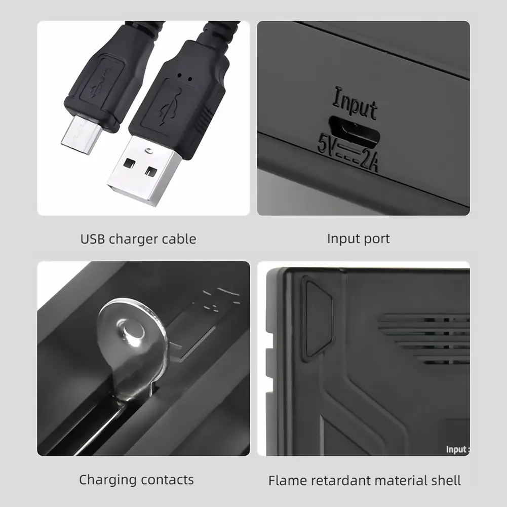 Universal USB Battery Charger AC 110-240V 50/60Hz 4 Bay Smart Charger for 18650 21700 22650 16340 Accessories