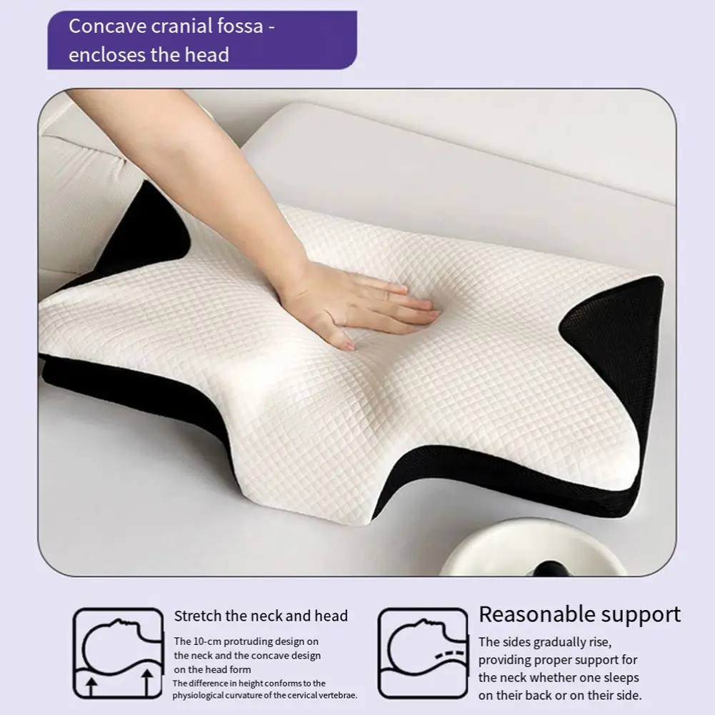 Memory Foam Cervical Pillow Slow Rebound Contoured Support Pillows Lightweight Comfortable Neck Pillow for Sleeping Neck Support