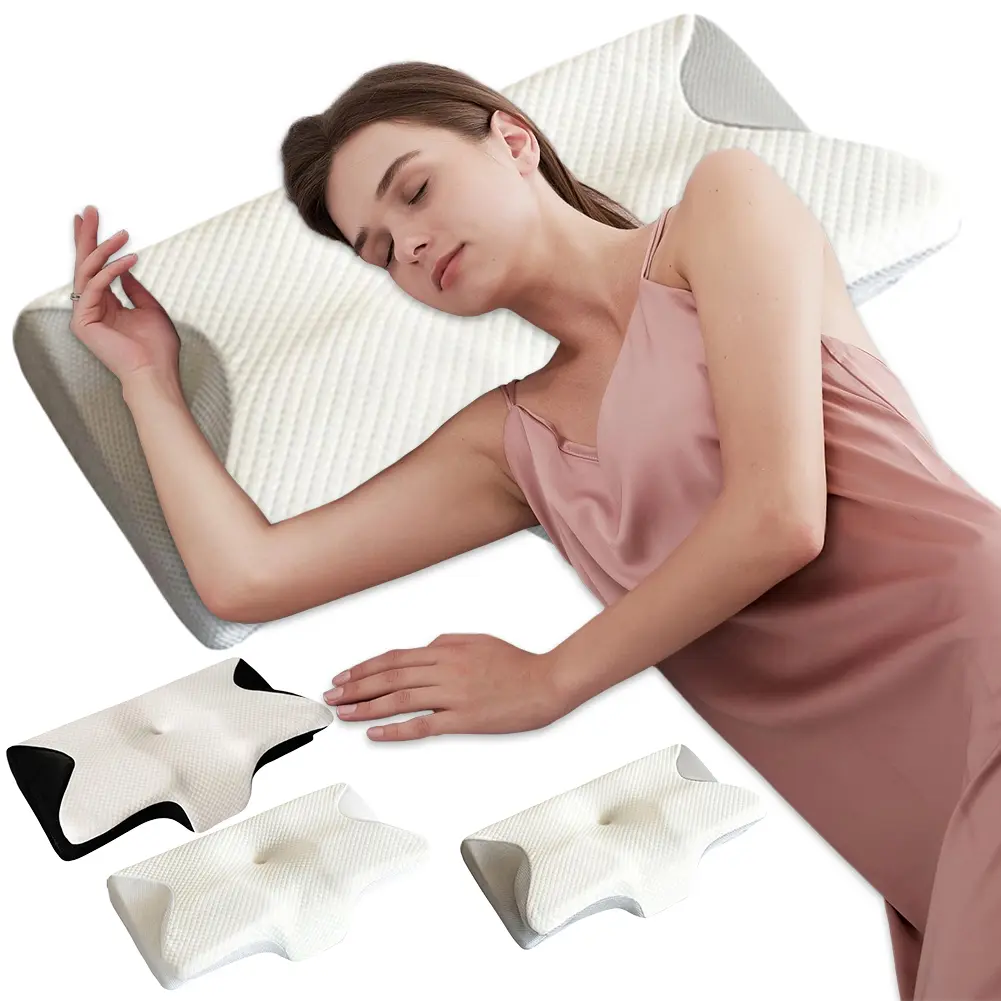 Memory Foam Cervical Pillow Slow Rebound Contoured Support Pillows Lightweight Comfortable Neck Pillow for Sleeping Neck Support