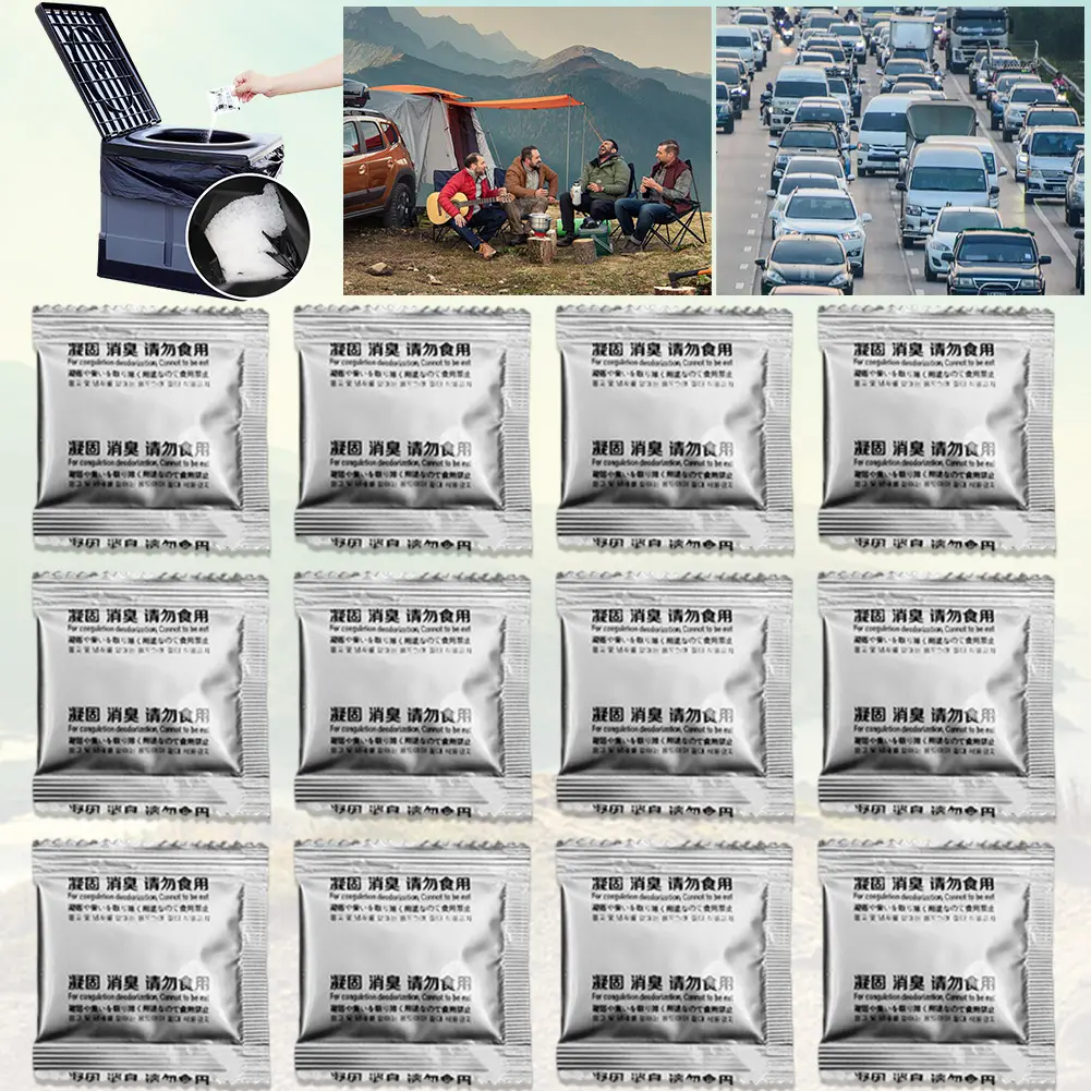12-60PCS Camping Toilet Chemicals Liquid Waste Gelling Deodorizing Powder Eco Absorbent Gel Portable Deodorant Pee Solid Powder