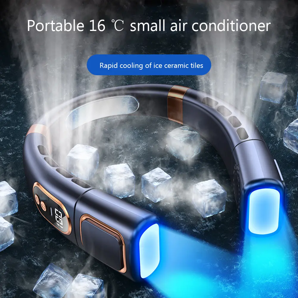 2025 New Wearable Air Conditioner USB Rechargeable Portable 3 Refrigeration Hanging Neck Fan Mute 1200mAh Outdoor Summer Cooler