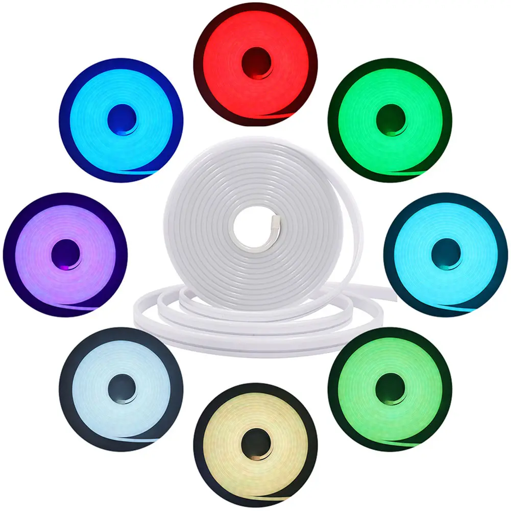 Flexible Neon Strip Light IP67 Waterproof Neon Rope Light Bluetooth-compatible Music Sync Remote/APP Control for Bedroom Decor