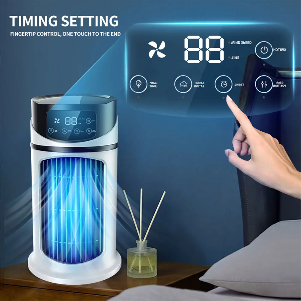 3-In-1 Portable Air Conditioner Water-Cooled Fan Air Conditioner 6-Speed Adjustable Air Cooling Fan Cooling Desk Fan For Home
