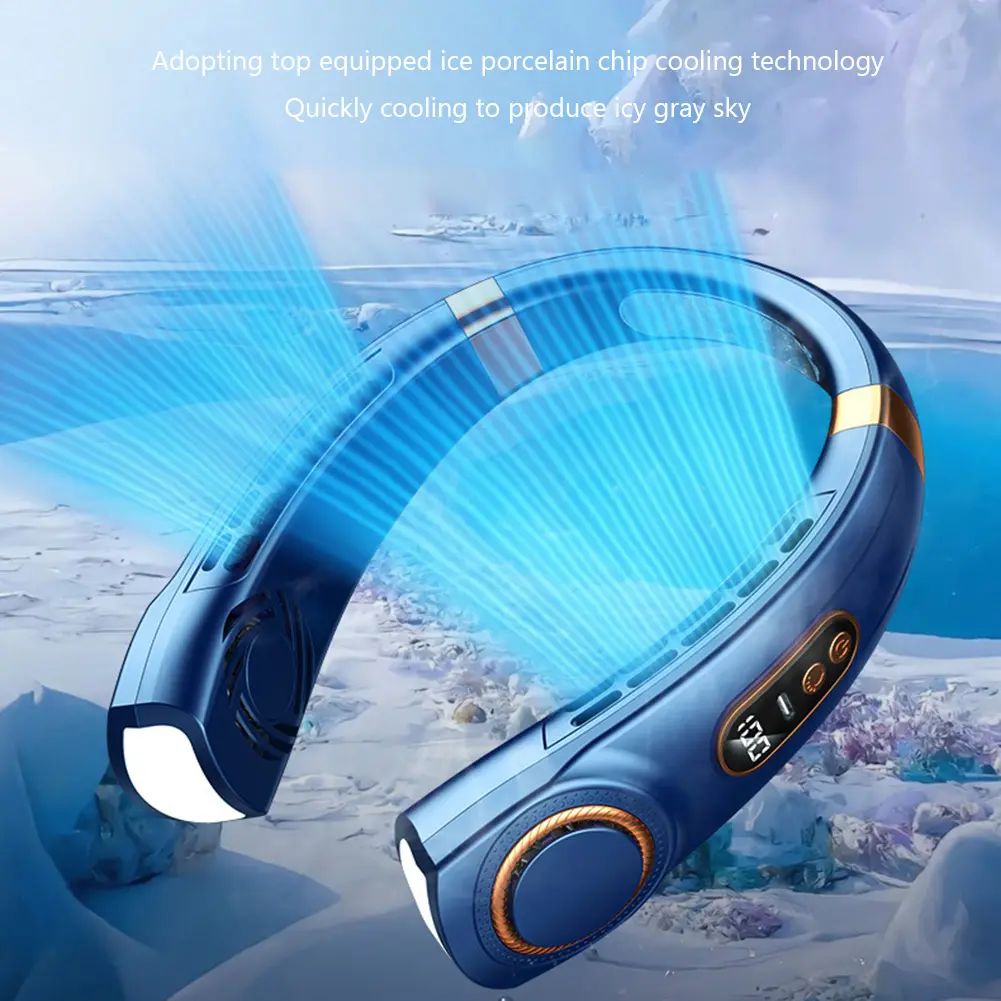 2025 New Wearable Air Conditioner USB Rechargeable Portable 3 Refrigeration Hanging Neck Fan Mute 1200mAh Outdoor Summer Cooler