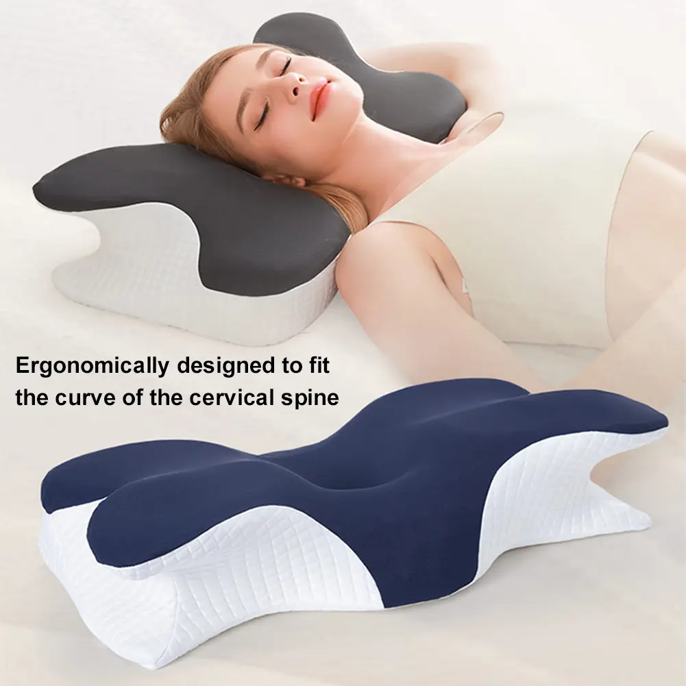 Butterfly Shaped Ergonomic Orthopedic Pillow Comfortable Neck Pillow Soft Sleeping Cervical Pillow for Office School Nap Pillow