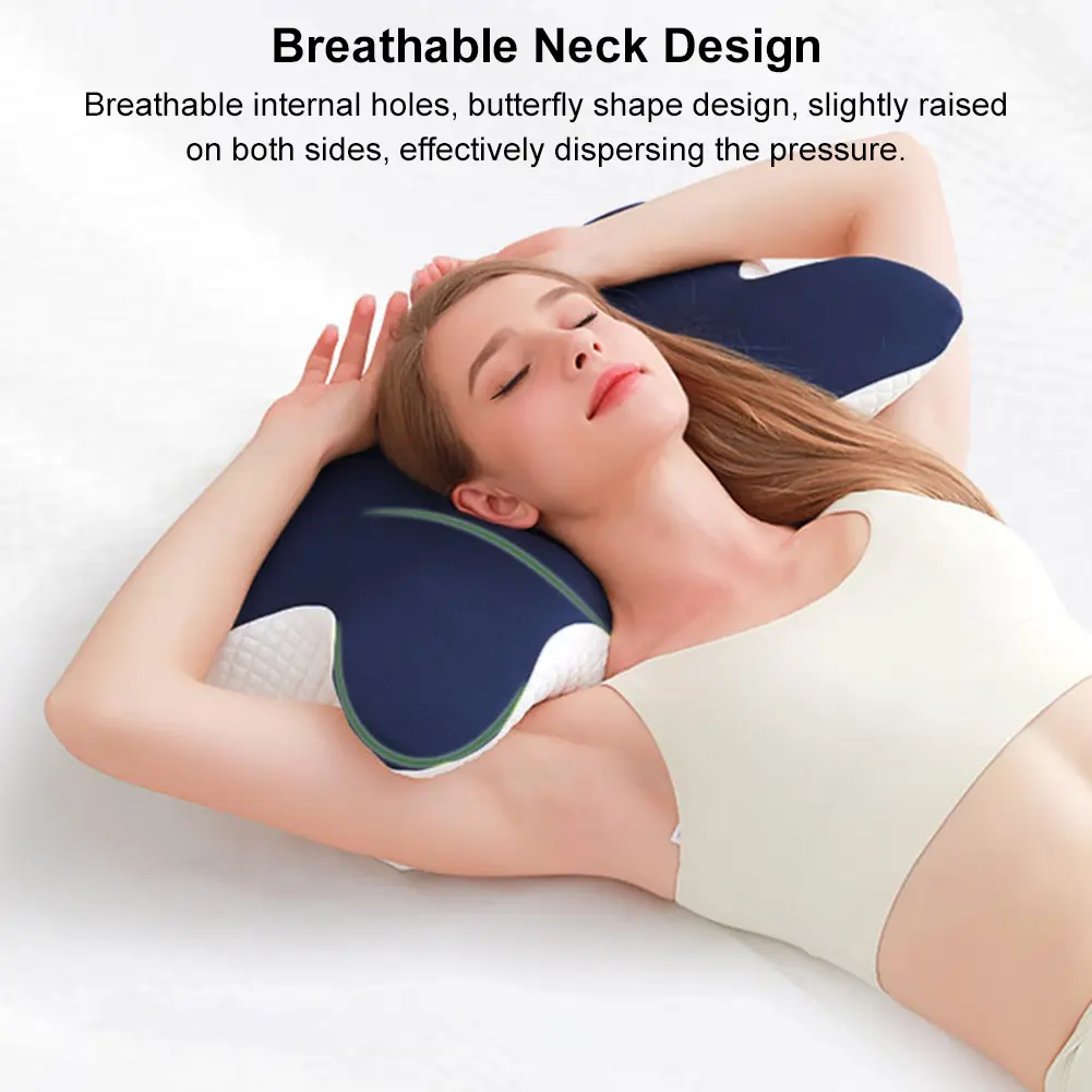 Butterfly Shaped Ergonomic Orthopedic Pillow Comfortable Neck Pillow Soft Sleeping Cervical Pillow for Office School Nap Pillow