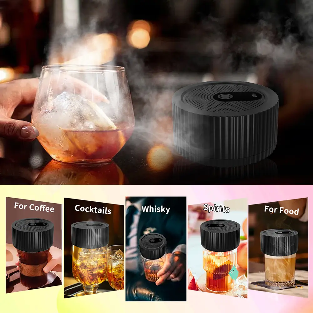 Glass Top Smoker Cocktail Smoker Kit With 6 Flavors Wood Chips Bartender Accessories For Whiskey Drinks Smoking Gift Kit for Men